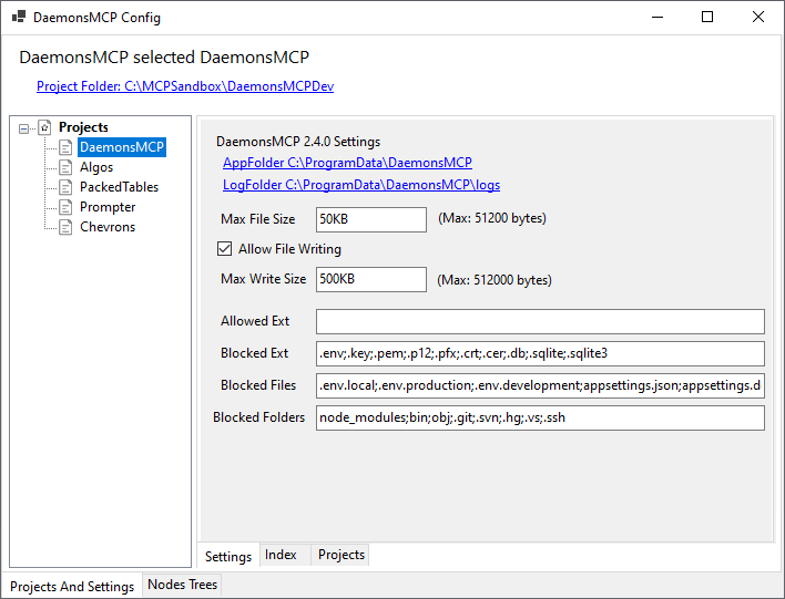 DaemonsConfigViewer Screenshot